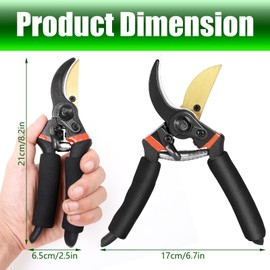 Bypass Pruning Shears, 8.2" Labor Saving Garden Pruning Shears, Alloy Steel Hand Pruners for Garden Deadheading, Trimming, Shaping