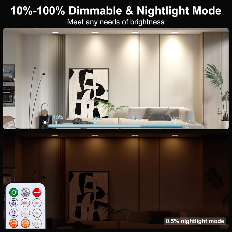 Recessed Lighting 6 Inch RGBCW Color Changing Canless LED Recessed