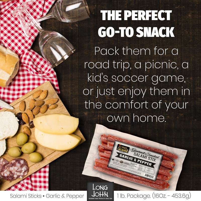 Long John Snacks Garlic & Pepper Dried Salami Stix –