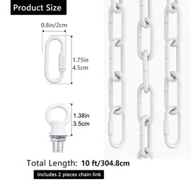 garini 10 Feet White Light Fixture Chain, Adjustable Metal Pendant Chandelier Chain Extension with Detachable Link, Maximum Load is 66 Pounds