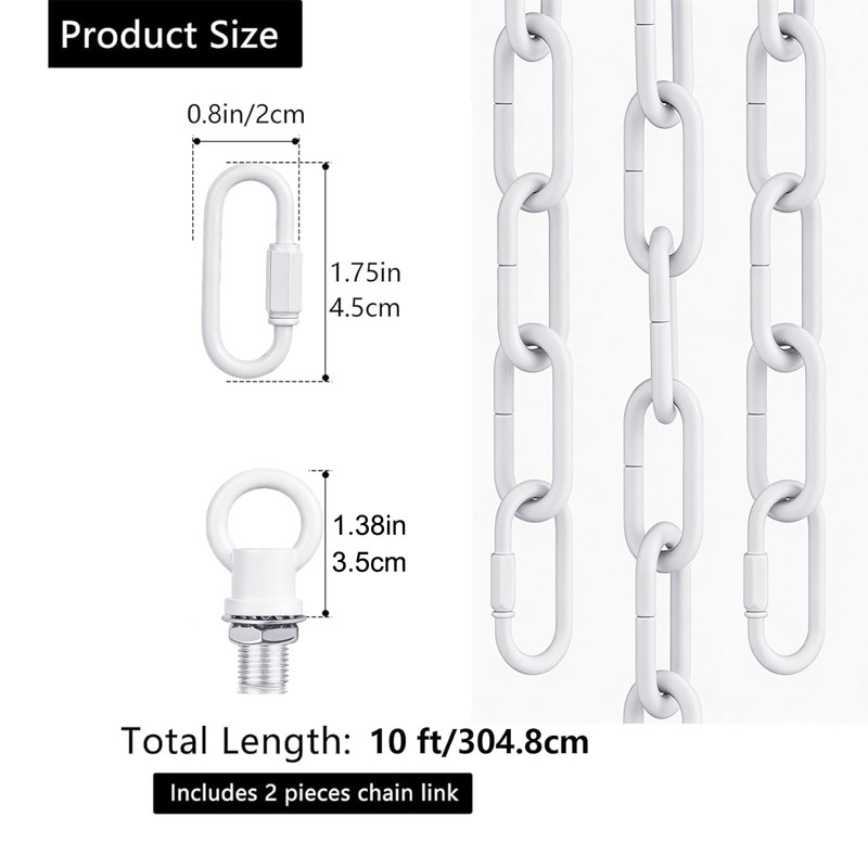 garini 10 Feet White Light Fixture Chain, Adjustable Metal Pendant