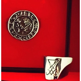 Sigil Occult Jewelry Grimorium  Verum Seal of Lucifer Ring goth punk occult alt church of satan - 12.5