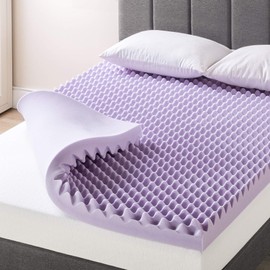 Best Price Mattress Cubrecolchón de Espuma viscoelástica con diseño de Caja de Huevos de 4 Pulgadas con infusión de Lavanda Relajante, Certificado... 