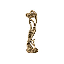 Generic Antique Brass Door Handle - Left-Facing Peacock, Gold, Jaguar Design 1