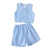 Verdusa Girl's 2 Piece Striped Outfits Cute Bowknot Tank Tops
