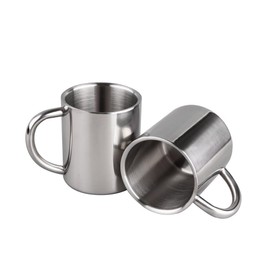 PIQIUQIU Pack of 2 220 ml Stainless Steel Coffee Cups with Handle Double-Walled Cups Camping Cups for Keeping Drinks Hot or Cold Insulated Travel Coffee Cup Water Cup