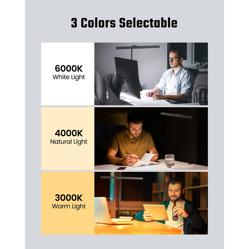 SUPERDANNY LED Desk Lamp for Office Home, Eye-Caring Desk Light