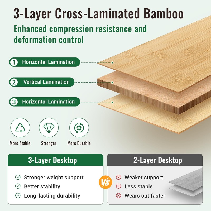 Bamboo Camping Table with Adjustable Height (265LBS)