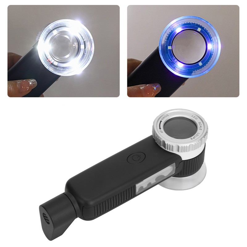 30X Magnifier White Purple Yellow 3 Color Light USB Rechargeable