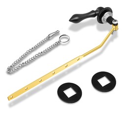 Boltigen Universal Front Mount Toilet Handle, Toilet Trip Lever Handle Replacement with Stainless Steel Flapper Chain, Black Toilet Tank Flush Handle Lever for Most Toilets