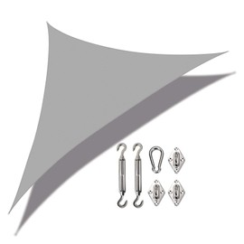 Coarbor Waterproof 5'x16'x16.8' Right Triangle Sun Shade Sail Canopy Fabric Shade Cover with Hardware Kit 180 GSM Polyester for Deck Pergola Carport Patio Yard- Customized Size-Light Grey