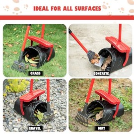 HUZSV Dog Pooper Scooper With Bag Attachment,Heavy Duty Metal Rake&Spade Swivel Bin,NonBreakable Poop Scoop for Small Large Dogs,Includes 100 Waste Bag Odorless Design Easy to Use on Grass,Dirt,Gravel