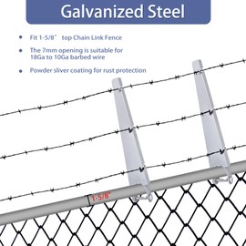 GRELWT 10 Pack 15.7" Barbed Wire Arm for 1-5/8" Chain Link Fence, U Bracket Design, Galvanized Steel Fence Height Extender for Garden Outdoor,Sliver