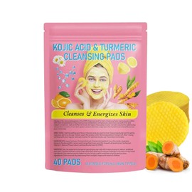 40pcs Kojic Acid and Turmeric Cleansing Pads for Face Deep Cleansing Exfoliating Helps Balance Skin Oil Lighten Pigmentation Gentle Non-Irritating Daily Skincare