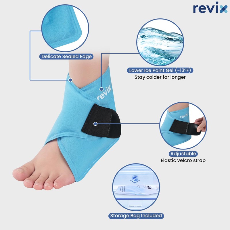 REVIX Ankle Ice Pack Wrap – Reusable Gel Cold Compression