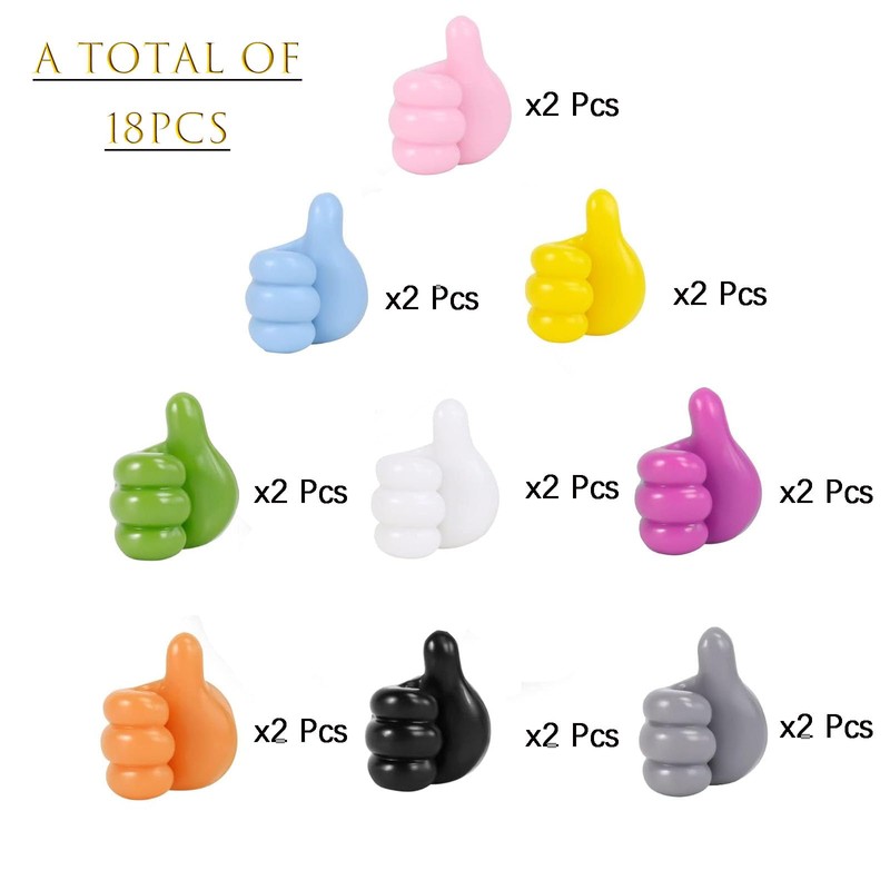FZHC 18 Pcs Silicone self-Adhesive Thumb Wall Hooks Suitable for