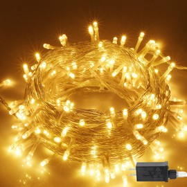 Christmas String Lights, 33FT 100 LEDs Indoor Outdoor Fairy Lights 8 Flashing Modes with End-to-End Plug, Waterproof Fairy Lights for Bedroom Wall Wedding Party Decorations - (Warm White)