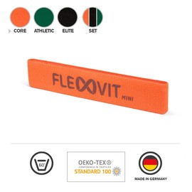 FLEXVIT Mini Fitness Bands Set of 3 Athletic (Orange, Green & Black) - Fitness Bands for General Stabilisation Exercises, Stretching, Mobilisation, Various Strengths, for Beginners and Professionals,