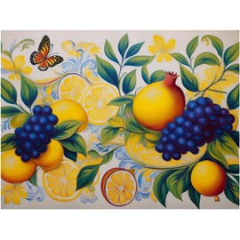 Fruit Bouquet Pattern A949 Accent Tile Mural Kitchen Bathroom Wall Backsplash Behind Stove Range Sink Splashback One Tile 8"x6" Ceramic, Matte