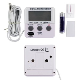 Brannan Refrigerator Thermometer Digital - Fridge and Freezer Alarm Alert When Temperatures Drop - Ideal Fridge Freezer Thermometer with Alarm and Max Min