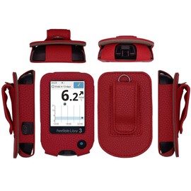 Premium Holster with Screen Protector, Belt Clip,Carabiner (Including a Neck Lanyard) for Freestyle Libre 3/ Freestyle Libre 2 (Red)