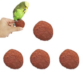 NentMent 4 Pack Bird Mineral Block Natural Formula Clay Ball Bird Beak Grinding Stone Rock Blocks Calcium Supplement Parrot Chewing Toys for Parakeets Quaker Senegal Conure Budgies Cockatiel Greys