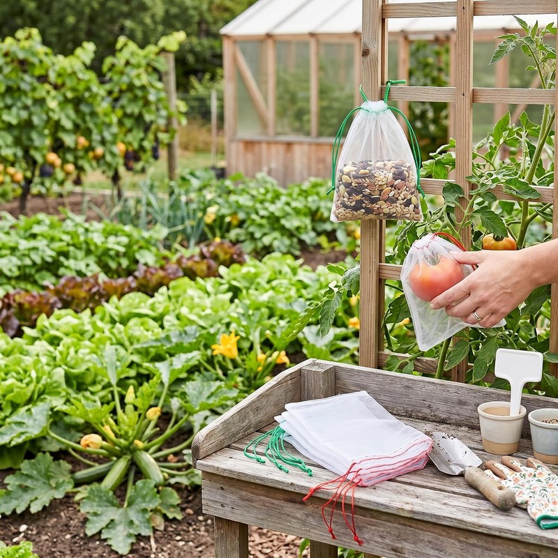 Garosa 50 Unidades Bolsas de Malla Reutilizables para Protección Frutas