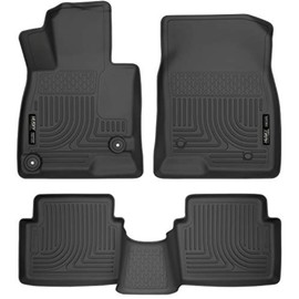 Husky Liners Weatherbeater Floor Mats | Fits 2014-2018 Mazda 3 Hatchback/Sedan | Front & 2nd Row, 3-pc Black - 98651