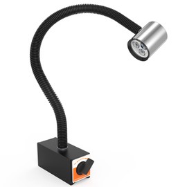 12T Magnetic Work Light, IP65 Water Proof Led Machine Light, 23in Flexible Gooseneck lamp with Strong Magnetic Base for Lathe Milling Drill Press Industrial Lighting 120V