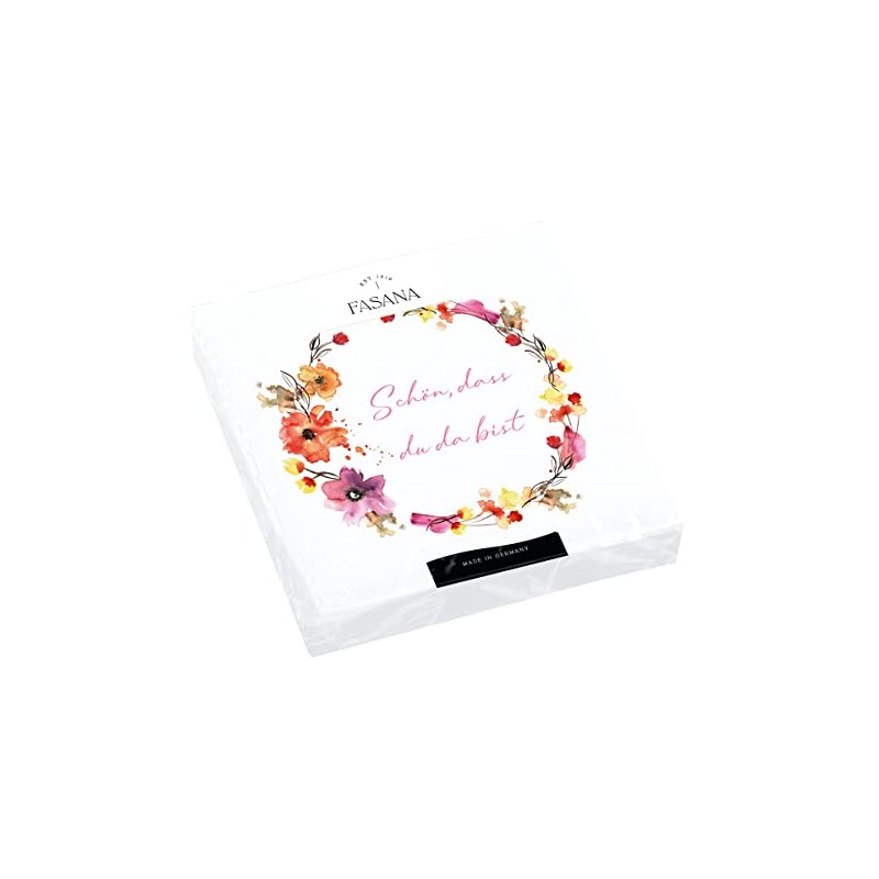 20 Napkins Beautiful in Red Flower Wreath | Schön, dass