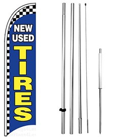 New Used Tires - Windless Feather Swooper Flag Kit Banner Sign bb-h