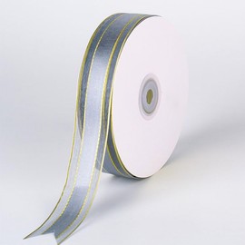 Ainmto Gift Ribbon Silver 25 mm x 45 m, Silver Double-Sided Satin Ribbon Ribbon, Satin Ribbons with Wired Edge for Crafts Gifts Packaging (1 Roll)