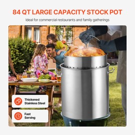 Happybuy Stainless Steel Stockpot,84 Quart Capacity,Cookware Sauce Pot with Basket, Lid, and Handle, Heavy Duty Commercial Grade Stock Pot, Sanding Treatmen