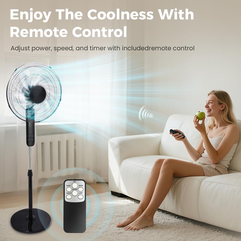Aottop 16" Pedestal Fan with Touch Screen & LED Celsius