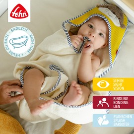 Fehn Otter Hooded Bath Towel, Terry Towelling Bath Towel with Hood and Cute Otter Motif, Absorbent & Cuddly Soft, for Babies and Toddlers from 0+ Months
