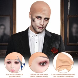 Glatzenkappe Bald Cap Glatze Perücke Bald Caps Glatze Kappe Fake Glatze Latex Glatze Glatzenkappe Bald Cap Glatze Perücke Bald Caps Glatze Kappe Mit 1 Haarnetz, 1 Braunen Bart Und 1 Schwarzen Bart.