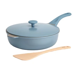 Goodful All-in-One Pan, Multilayer Nonstick, High-Performance Cast Construction, Multipurpose Design Replaces Multiple Pots and Pans, Dishwasher Safe Cookware, 11-Inch, 4.4-Quart Capacity, Blue Mist