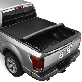 RHOBRA Soft Roll-up Truck Bed Tonneau Cover Compatible with 2015-2025 Ford F-150 F150 with 5.5ft Bed, 26.5oz Soft Vinyl Truck Cover, All-Weather f150 Tonneau Cover