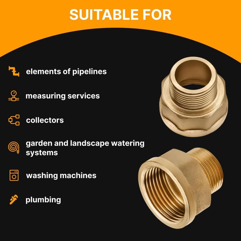 Adapter 3/4" Male x 1 “ Female Threaded Brass Construction