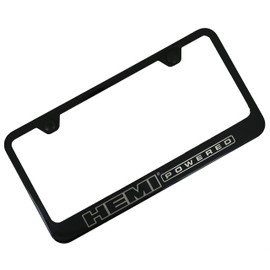 Au-Tomotive Gold, INC. Hemi Powdered Notched Black Stainless Steel License Plate Frame, 12" W x 6" H