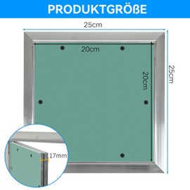 Sorlpv Inspection Flap 20 x 20 cm, Maintenance Opening GK Insert Plasterboard 10 mm, Aluminium Frame, Inspection Door, Maintenance Door, Invisible for Wet Rooms, Drywall