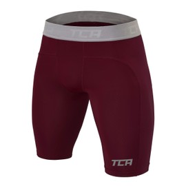 TCA Men's Pro Performance Compression Base Layer Thermal Under Shorts - Cabernet, XL Men