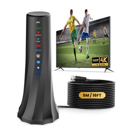 RTKJEQQ 2025 TV Antenna Indoor Long Range 1000 Miles, Supports 4K 1080p Digital Antenna for Smart TV Indoor with Signal Amplifier 16ft HDTV Coax Cable