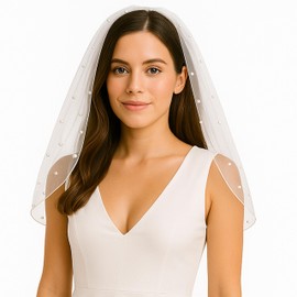 Shimmer Anna Shine Pearl Bridal Veil, Bridal Shower Bride to Be Gift, Bachlorette Party, Wedding