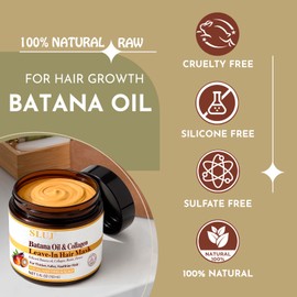 SLUJ Batana Oil for Hair Growth - Dr Sebi 100% Raw & Organic Batana Oil with Rosemary, Biotin, Collagen & Vitamin E, Cold-Pressed Hair Mask for Women & Men, Prevents Loss Enhances Hair Thickness