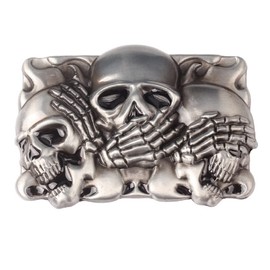 Longcreek Skull Belt Buckle for Men, Punk Skull Skeleton Rectangular Belt Buckle, Gothic Skull Belt Buckle, Vintage Western Cowboy Belt Buckle, Punk Rock Belt Buckle, silver