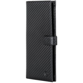 VON HEESEN Leather Wallet for Men and Women, Black carbon, Portrait