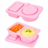 Rhewatin Reusable Silicone Snack Containers with Lids, Silicone Double Compartment