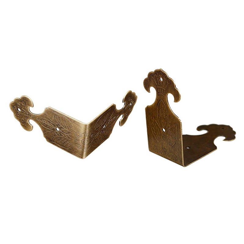 Tiazza 8Pcs Right Angle Brass Box Corner Protector Corner Braces