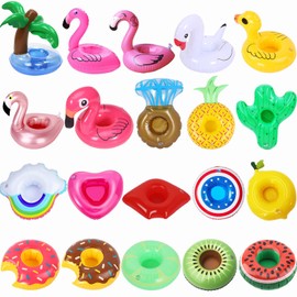 iShyan Inflatable Drink Holder, 20 Pack Drink Floats Inflatable Cup Holders Flamingo Coasters for Swimming Pool Party